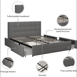 Queen Side Bed Frame With 2 Side Table