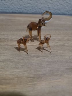 Hand-Blown Miniature Glass Elephants