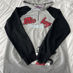 Disney Mickey Original Womens Size 1X Hoodie 1/4 Zip Fleece Hooded Sweatshirt