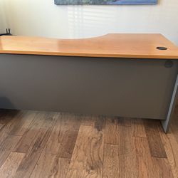 L Shaped Desk with Mobile File Cabinet and Keyboard Tray