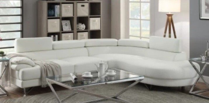 Brand New White Leather Modern Style Sectional Sofa