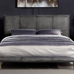 Leather Bed King Low Profile Excellent Condition