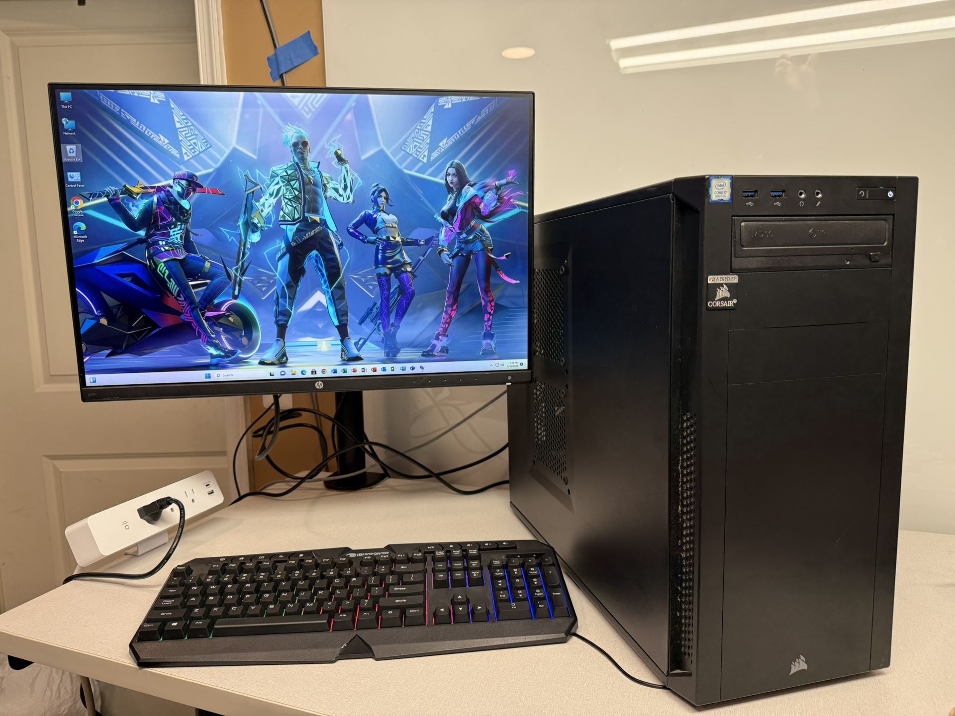 TUF Z370-PLUS GAMING II Computer, Intel Core i7, 9th Generation, 8 Cores, 3.60 GHz, 16 GB RAM, 500 GB NVME SSD Samsung 970, 3 TB Hard drive, NVIDIA Ge