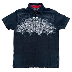 Vintage Y2K Zero Tolerance Skull Polo Shirt Size Medium