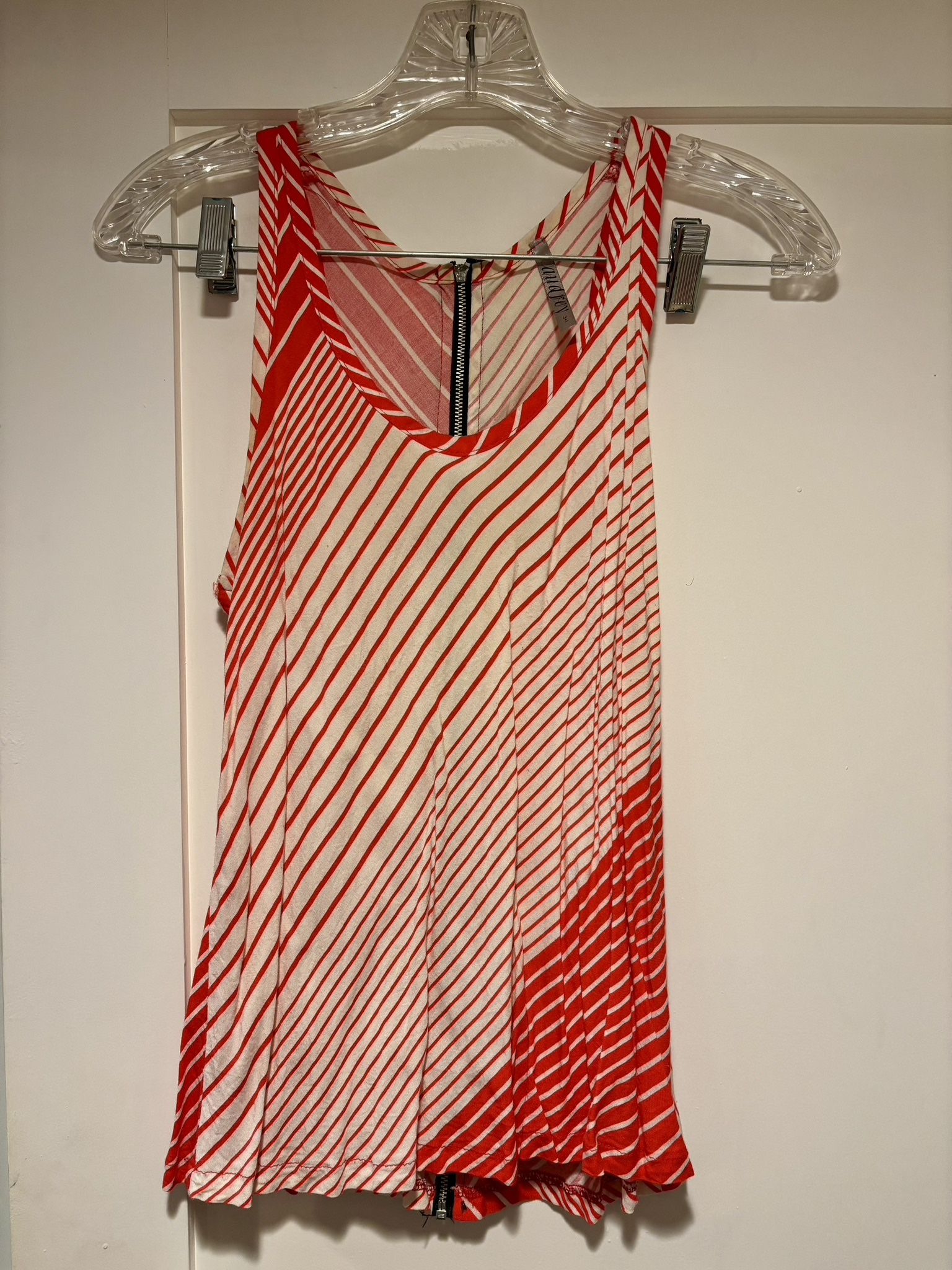 Red and White Zip Back Shirt Size S Audrey 3+1