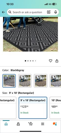 9' x 18' Black & Gray Outdoor Rug
