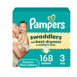 Pampers Swaddlers Baby Diapers Size 3, 168 Count (