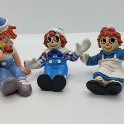 Vintage 80s Raggedy Ann and Andy pvc mini figure lot including rare 1981 Bobbs Merrill Raggedy Andy 