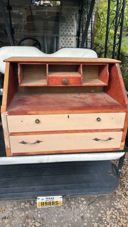 Antique Wood Secretary Desk with Drawers