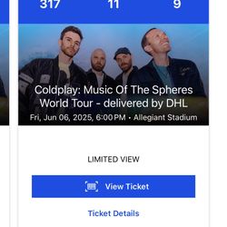 2 Tickets Coldplay 6/6 