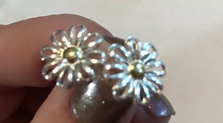 Silver flower earrings