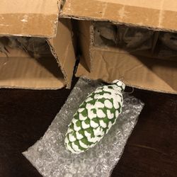 Set Of 12 New Glass Pine Cone Ornaments