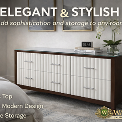 ✨ Elegant Extra-Large 6 Drawer Dresser with Glass Top – Heavy Duty Real Wood ✨