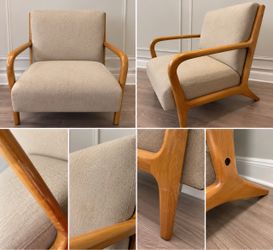 Mistana Ronaldo Taupe Upholstered Lounge Chair – Mid-Century Modern