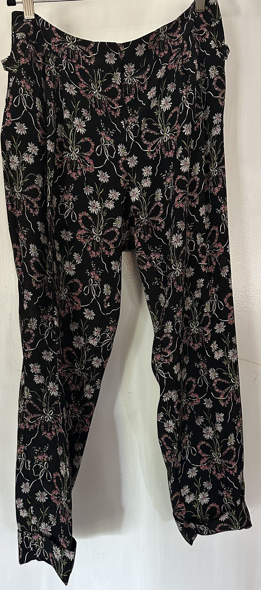Zac Posen Floral Cuffed Ankle 💯Silk Pants