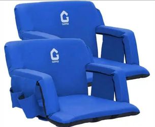 2-Pack Blue Portable Stadium Seats, 20 in Wide Bleacher Seat with Back Support, 6 Adjustable Angle and Cup Holder