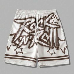 White & Brown Rock N Roll Shorts (XXL / FITS XL)