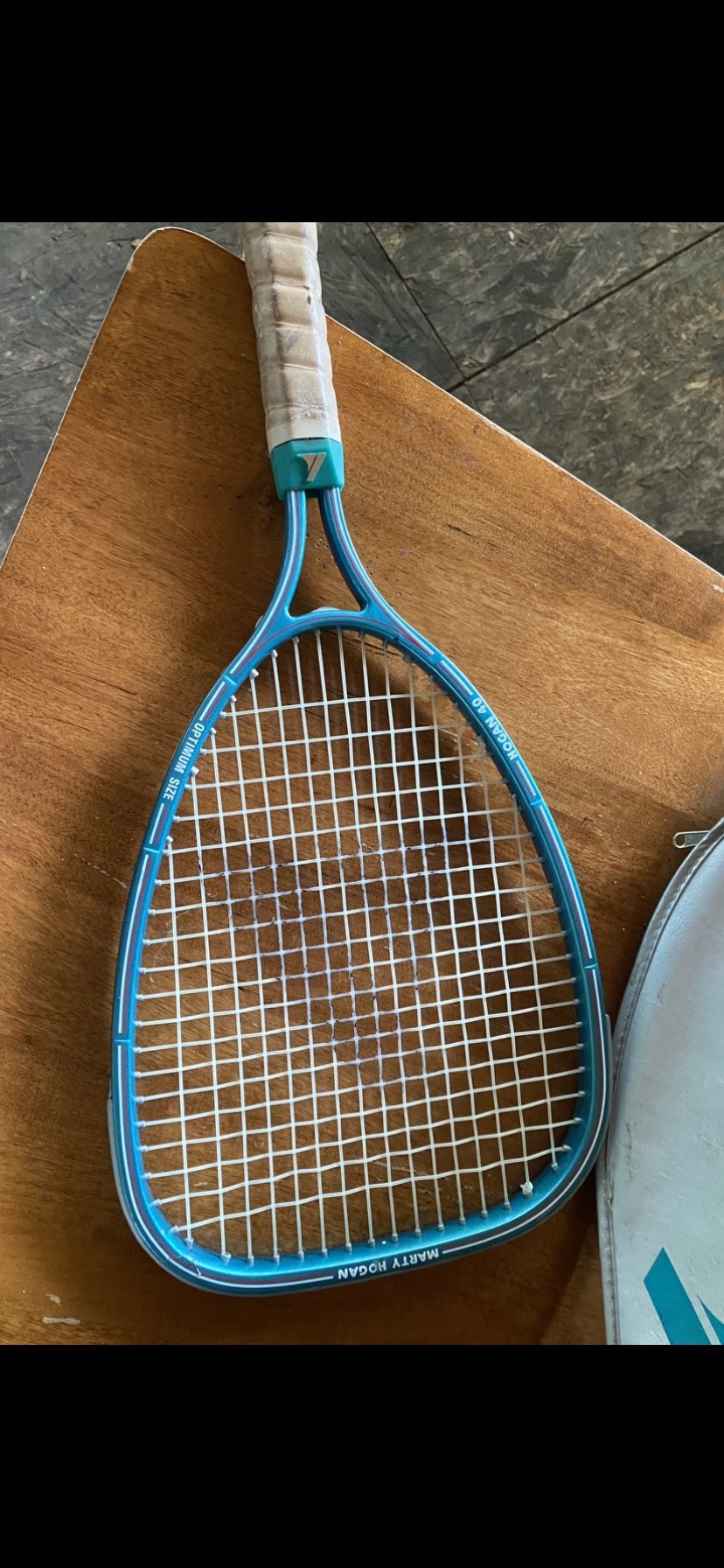 Marty Hogan 40 Teal Tennis Racquet Silver Cover Optimum Size Pro Kennex Racket