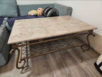 Marble Top Coffee Table with Iron Base