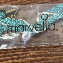 Marvella Bluish Green  And White Tassel Clasped Choker