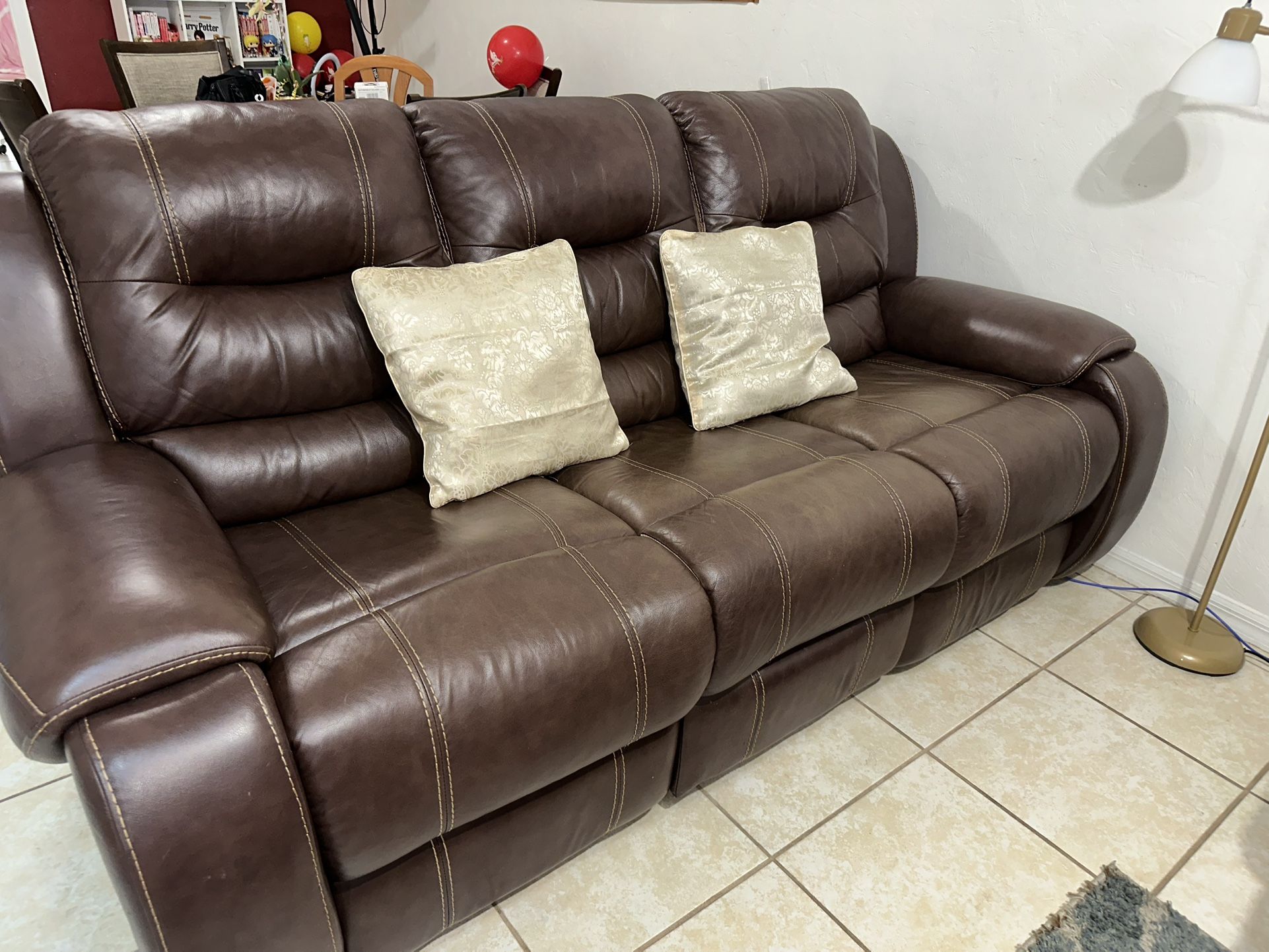 Comfy 3-Seat Reclining Brown Sofa