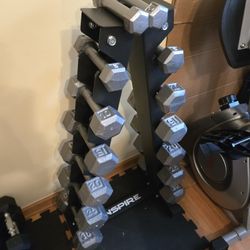 3lb Thru 30lb Metal Hex Dumbbell Set With Vertical Rack 