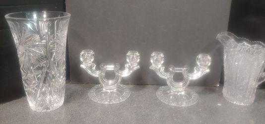 Pair Of Vintage Glass Candle Holders