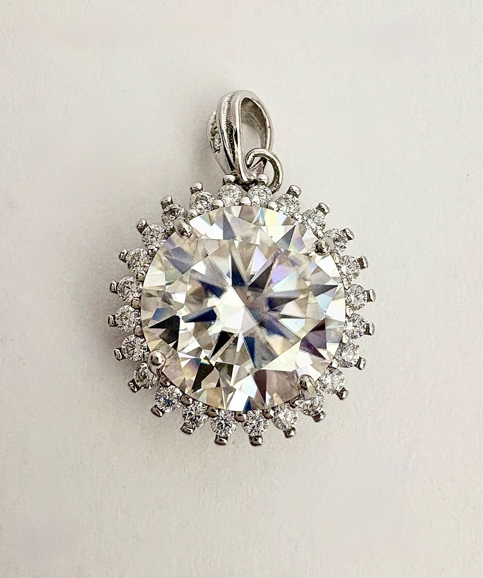 5 Carat Moissanite Halo Pendant 925