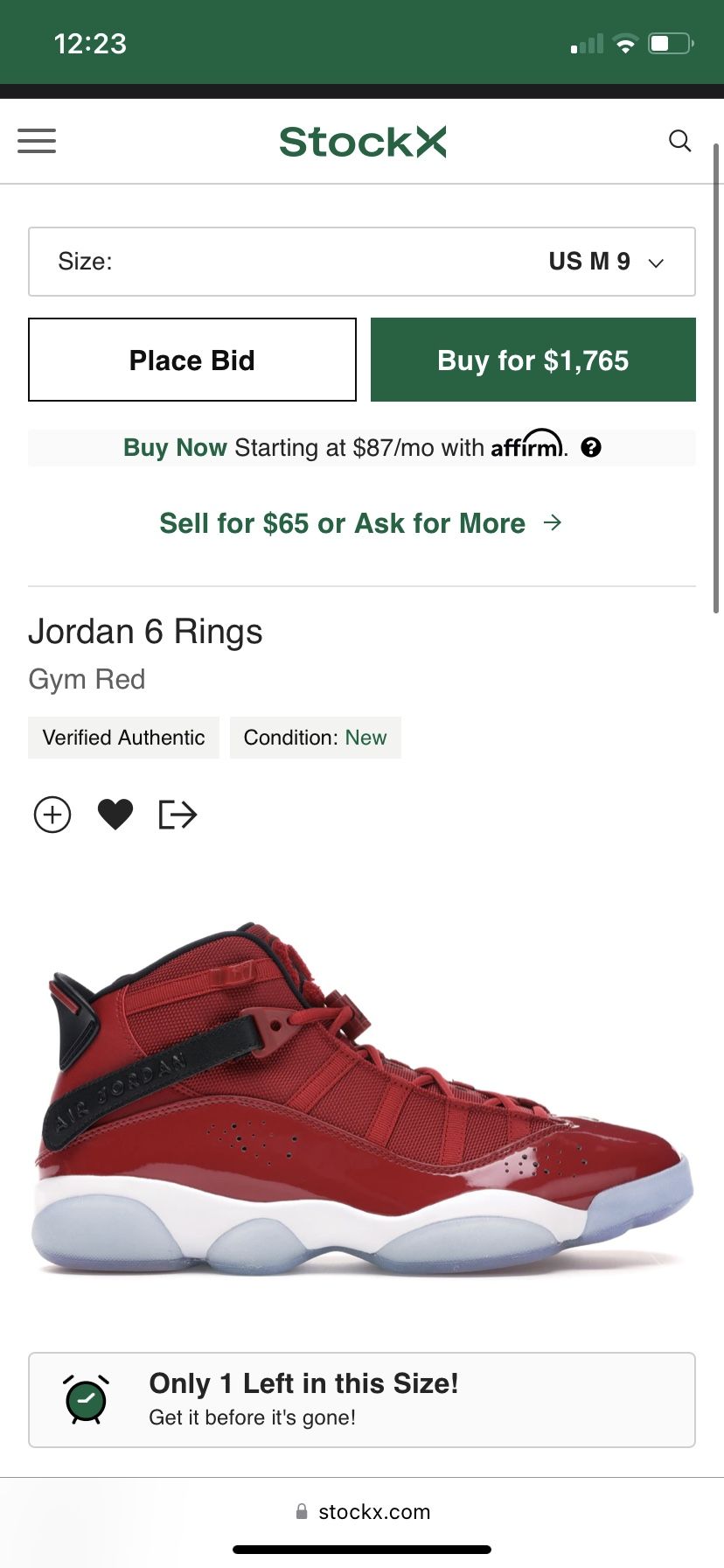Jordan 6 Rings Gym Red