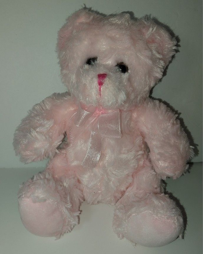 Hobby Lobby All Over Pink Small 7" Baby Shower Soft Cuddly Stuffed Bear Plush
