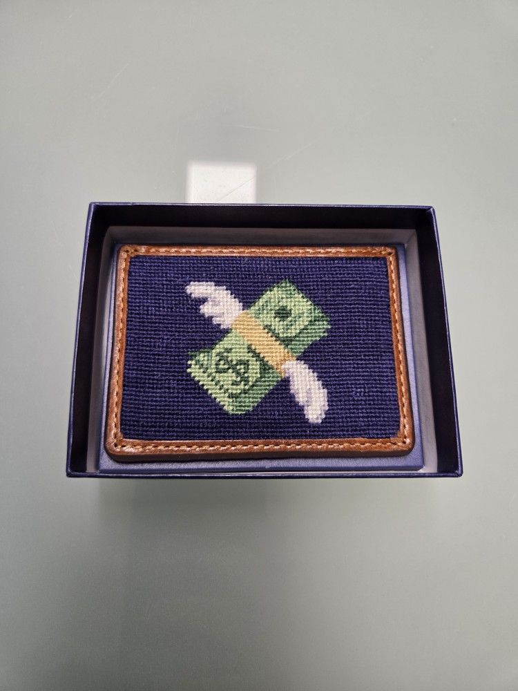 Smathers & Branson Flying Cash Needlepoint Card Wallet