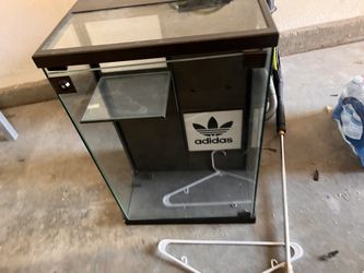display case wit storage behind