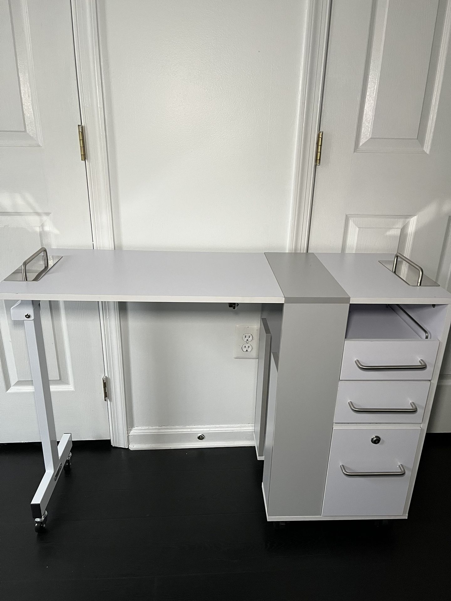 Foldable White Desk With Storage