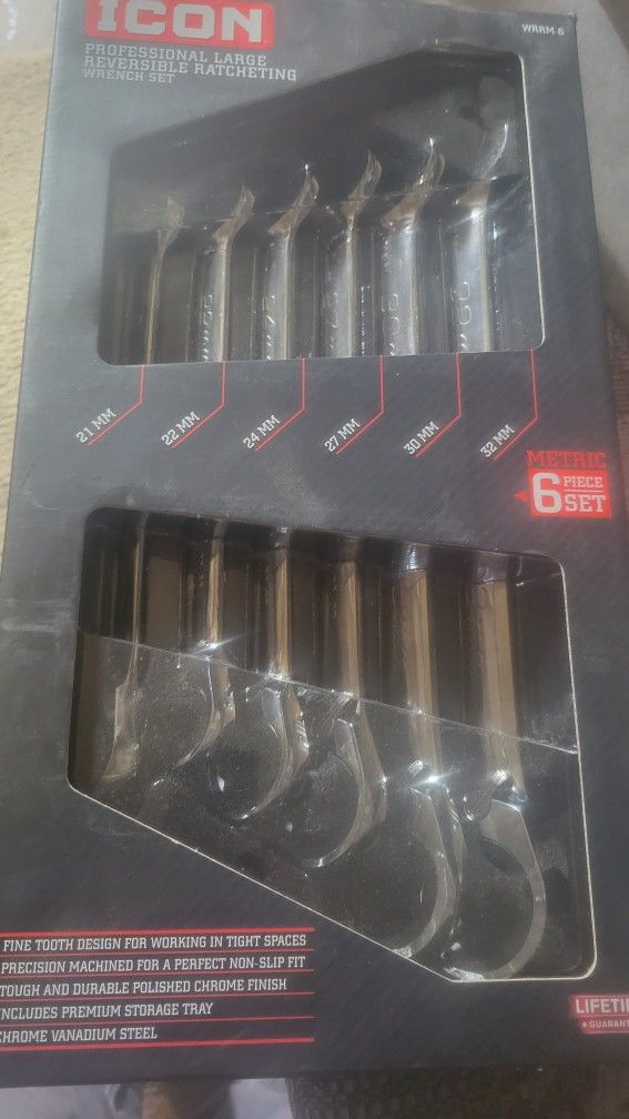 Icon Metric Jumbo Reversible Ratchet Wrenches