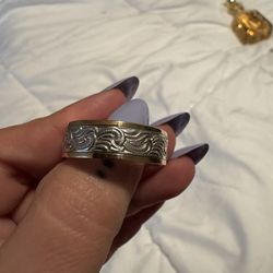 Men’s Sterling Silver Engraved Ring – Size 13