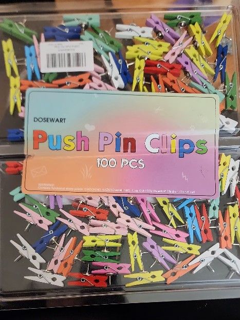 Push Pins On Mini Clothes Pins.