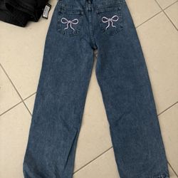 shein bow jeans
