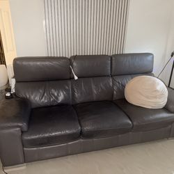 Gray Leather Sofa