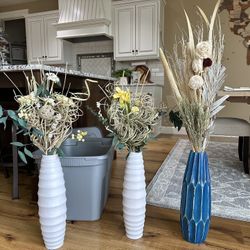 Vases And Flowers. All For $55 Or $20 Each