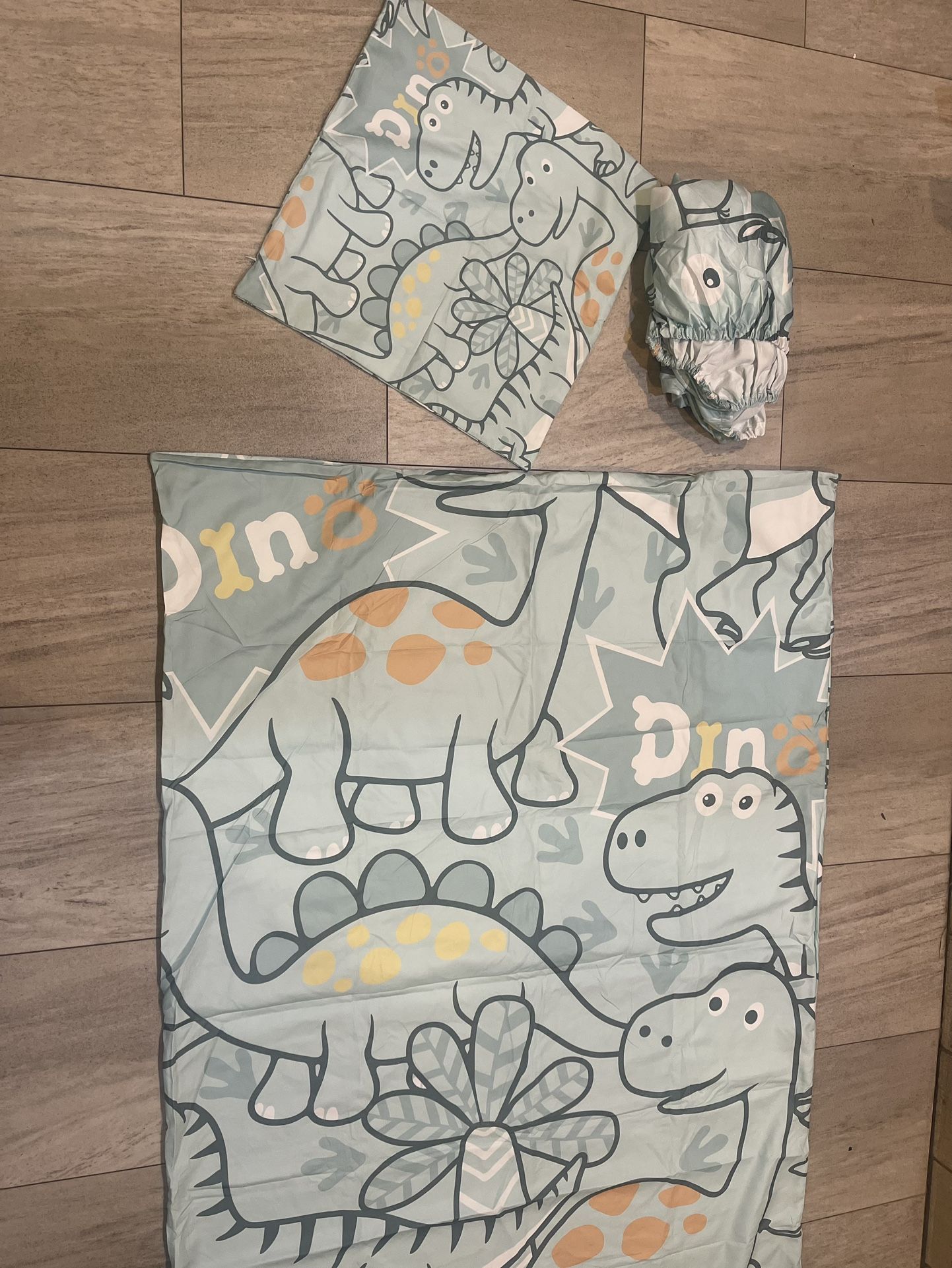 Dinosaur Pattern Toddler Duvet Cover Kids Crib Set,1 cover,1 Fitted Sheet, 1 toddler pillow