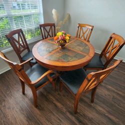 Beautiful Stone And Wood Round Table!