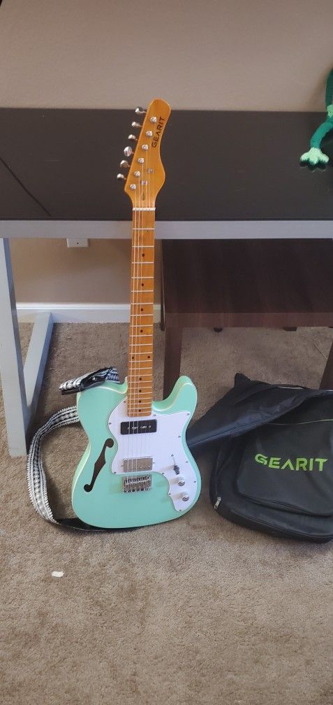 GEARIT Thinline Telecaster Style Surf Green P90 Electric Guitar W/ strap And Case