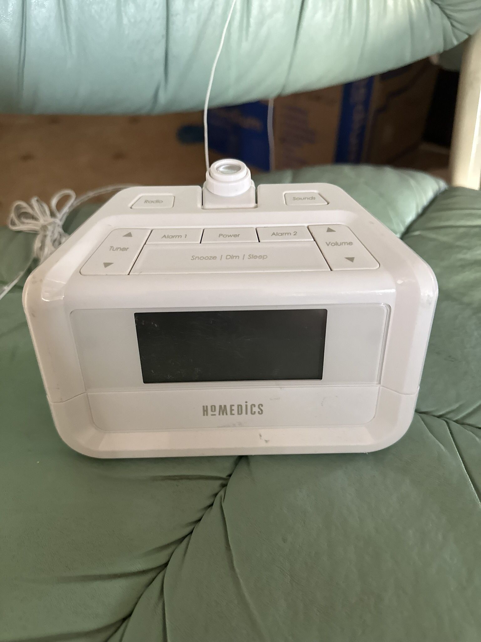 Home-medics Alarm Clock Radio/Shines Lighted Time On Ceiling/With Sleep Sounds
