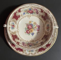 Old Ivory Syracuse Romance Maroon Plates
