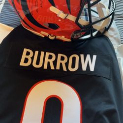 Joe Burrow Signed Helmet And Jersey 