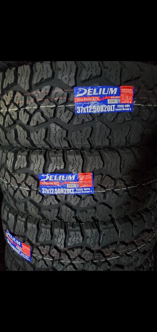 (4) 37x12.50r20 Delium A/T Tires 37 12.5 20 Inch AT 10-ply LT E Rated