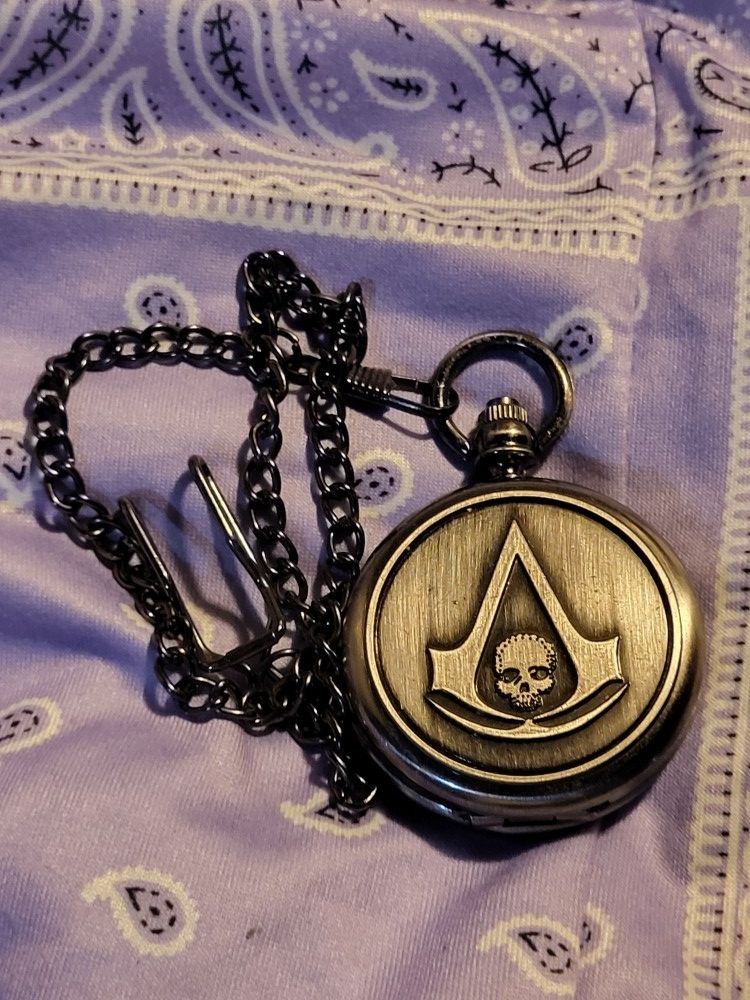 Authentic assassin's creed black flag pocket watch