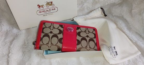 Beautiful Authentic Red/Pink Coach Zipper Wallet