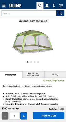 ULINE screened house tent BRAND NEW