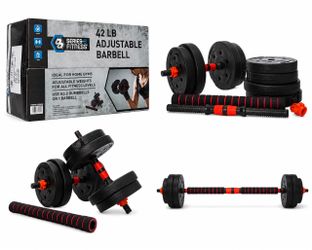42 LB Adjustable Dumbbell & Barbell Weight Set
